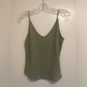 Abercrombie & Fitch Green and White Polka Dot Tank Top